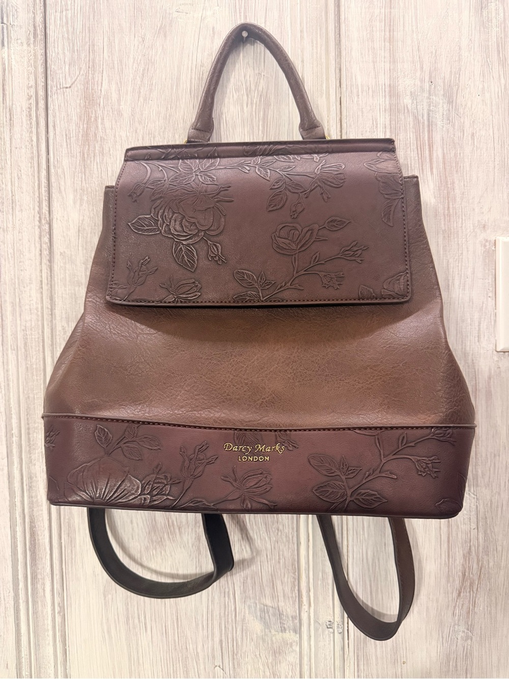 Darcy Marks London Brown Floral Embossed Backpack